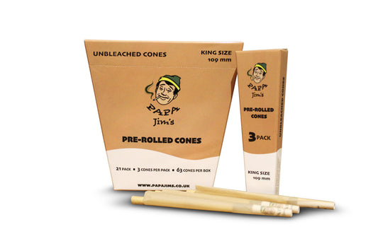 Unbleached Pre-Rolled Cones | 109mm | 63 Cones Box