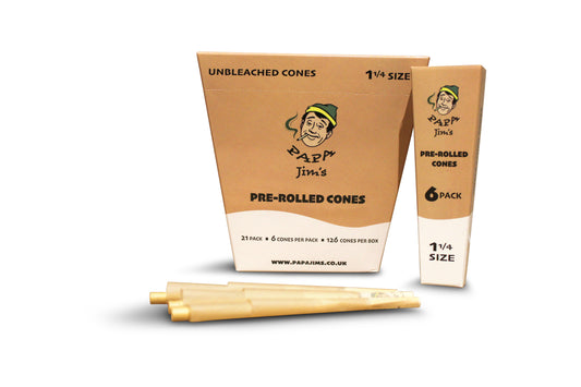 Unbleached Pre-Rolled Cones | 84mm | 126 Cones Box