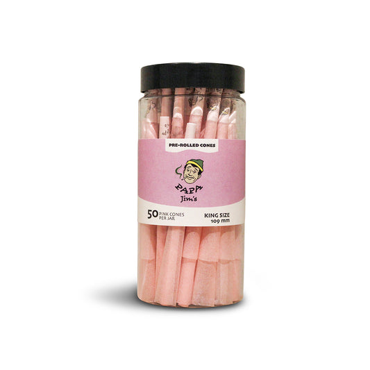Pink Pre-Rolled Cones | 109mm King Size | 50 Cones Jar